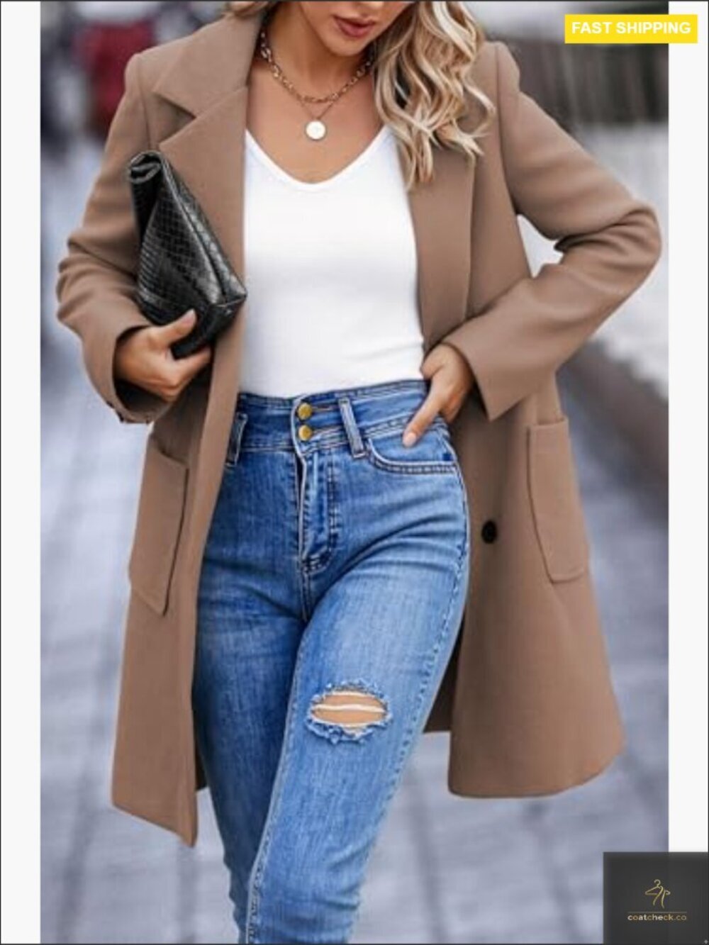 Classic Trench Peacoat Overcoat Elegant Fitted Lapel Winter Fall Cardigan Style - Picture 2 of 7